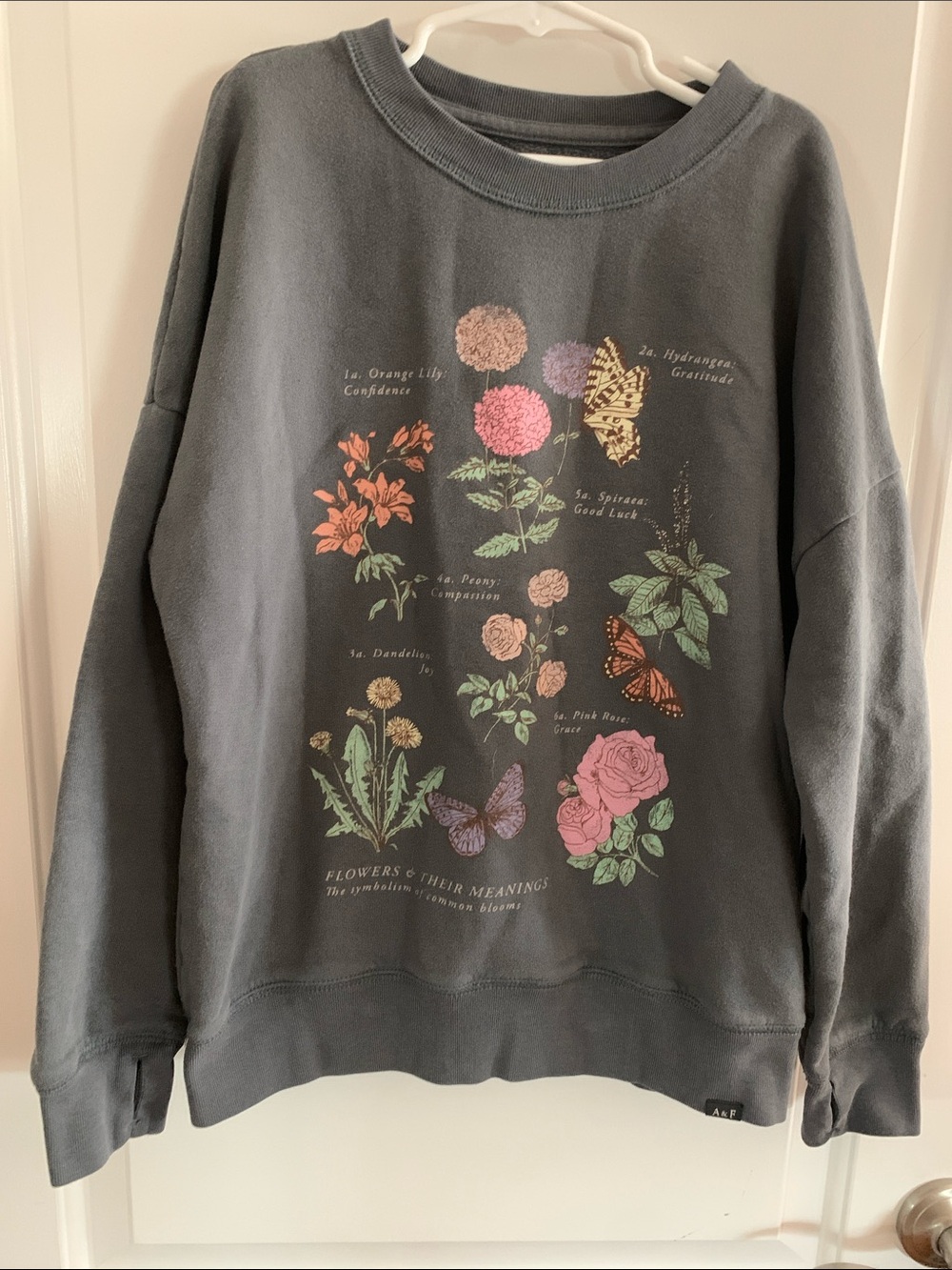 abercrombie kids Charcoal Floral & Butterfly Crew Sweatshirt